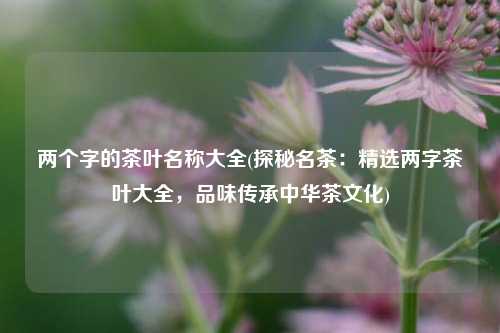 两个字的茶叶名称大全(探秘名茶：精选两字茶叶大全，品味传承中华茶文化)